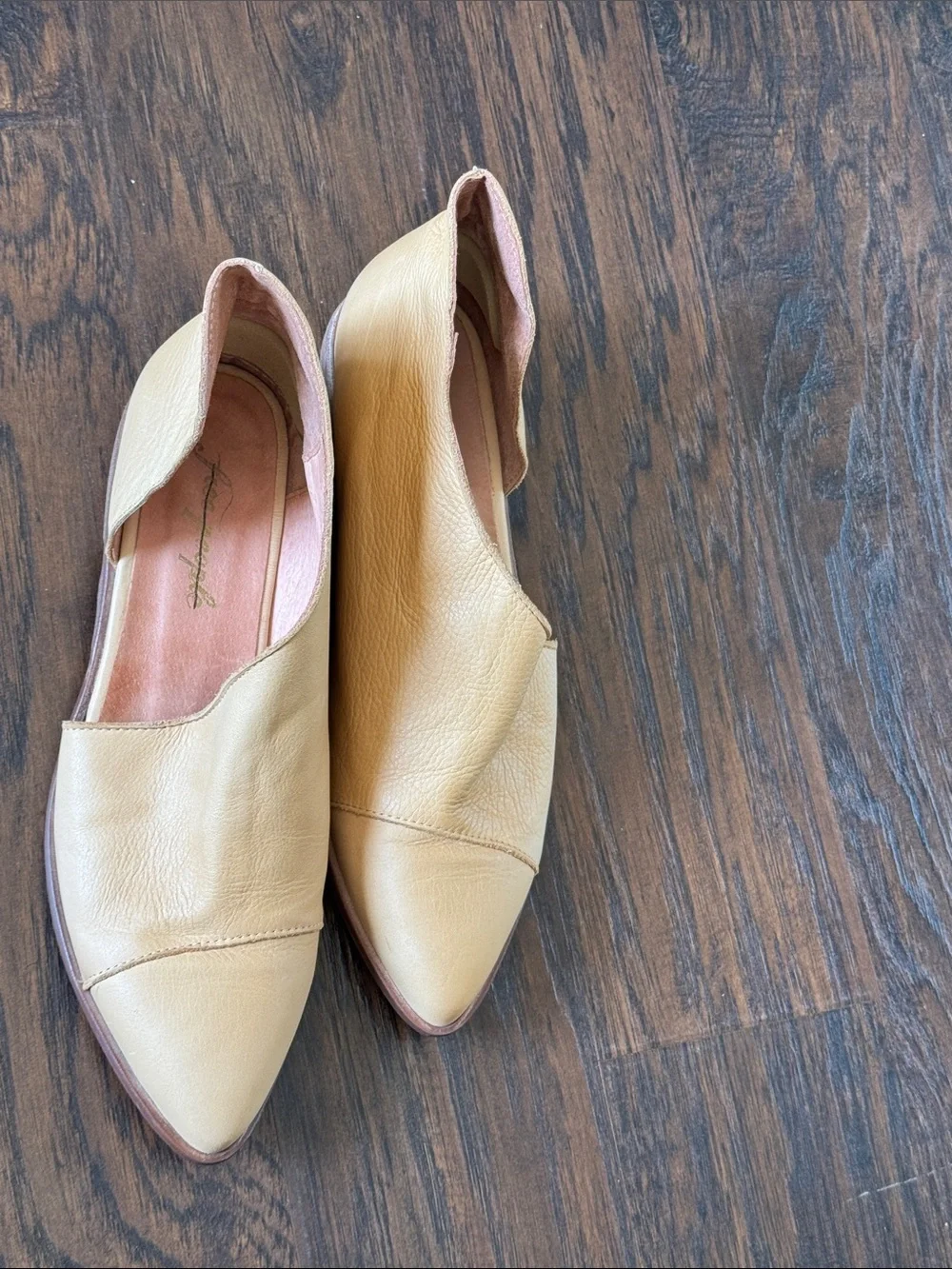 Free People Tan Leather Pointed Slip-On Flats